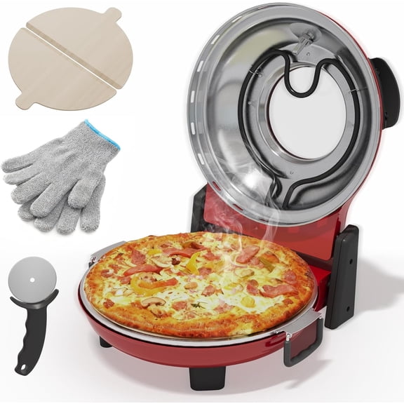 Electric Indoor Pizza Oven: Countertop Pizza Maker with Temp Control Knob, Heats up to 770?, 12" Portable Pizza Cooker Warmer with Pizza Stone, Pizza Peel, Viewing Window for , Camping