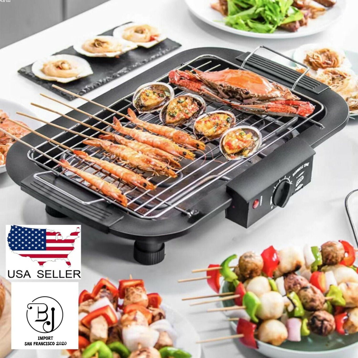 Electric Indoor outdoor Grill Portable Smokeless Non Stick Cooking BBQ  Griddle