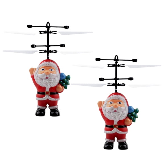 Electric Induction Airplane Aircraft Santa Infrared Red ABS for Christmas 2PCS Helicopter Hand Sensing Flying Toy