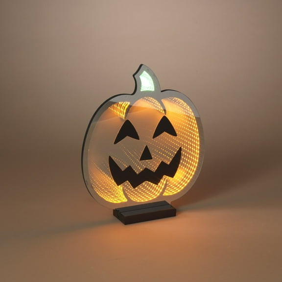 Electric Infinity Lighted Halloween Pumpkin w/ Wood Base