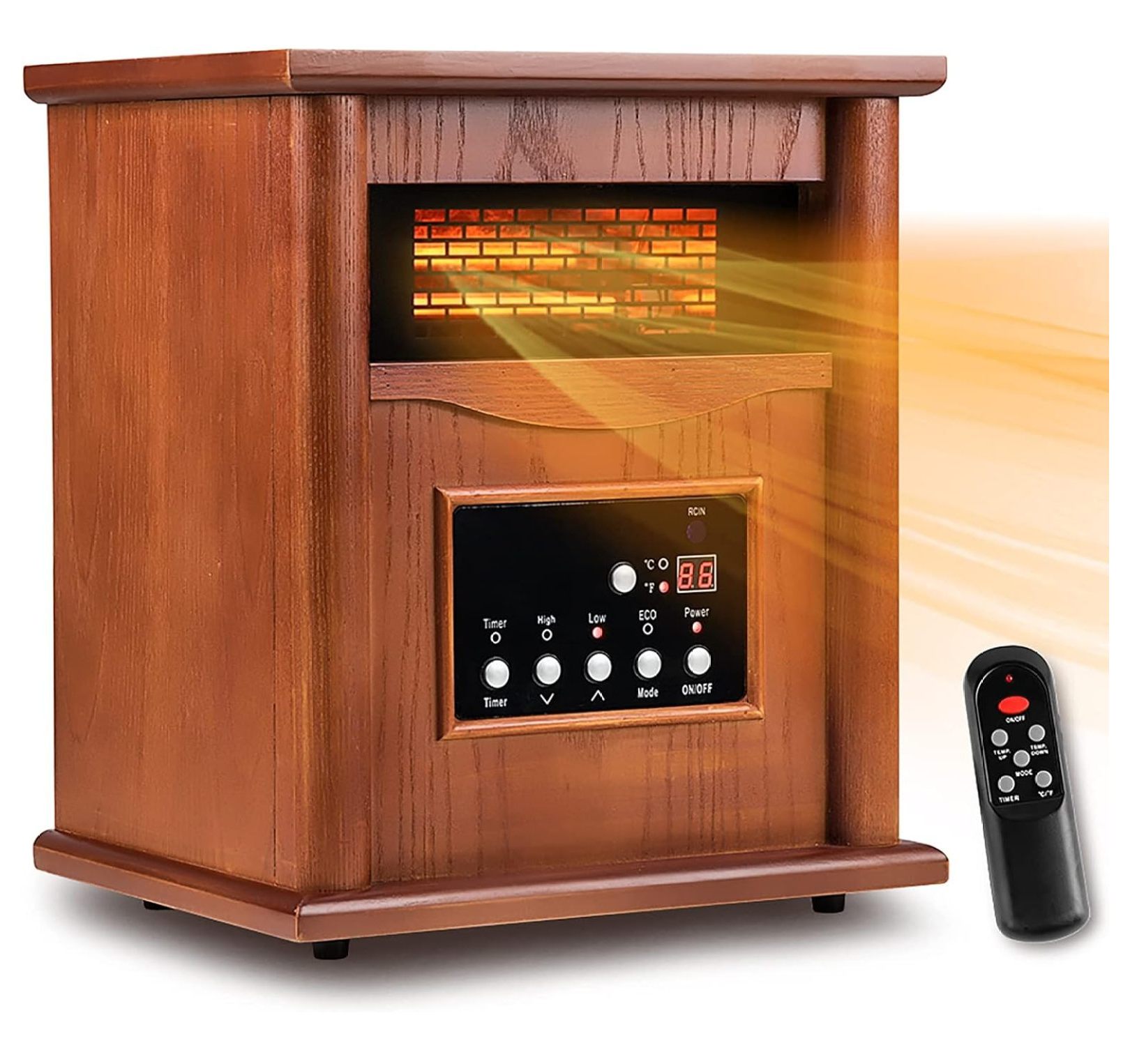 Electric Infrared Space Heater, Quartz Heater for Indoor Use, TipOver