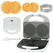 Electric Italian Pizzelle Maker with Snowflake Pattern, Nonstick Waffle Iron for Homemade Cookies & Waffles, Compact Appliance, Recipe Included