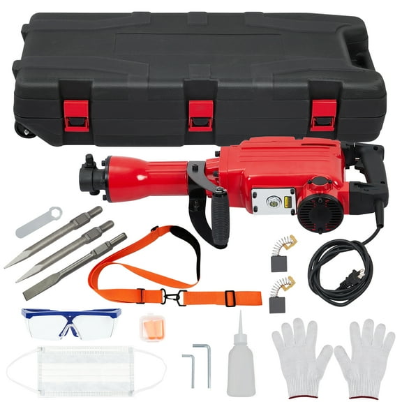 Electric Jack Hammer with Chisels Bit Set,Heavy-Duty Concrete Breaker Tool Kit