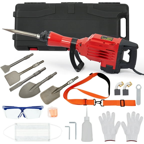 Electric Jack Hammer with Chisels Bit Set,Heavy-Duty Concrete Breaker Tool Kit