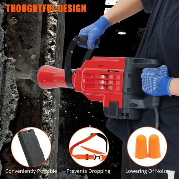 Electric Jackhammer Heavy Duty, 2200W Industrial Motor, Demolition Jack Hammer, Includes Carrying Case