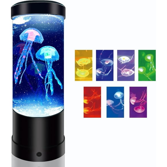 Electric Jellyfish Tank Table Lamp with Color Changing Light Gift for Kids Men Women Home Deco for Room Mood Light for Relax Gift for Christmas Holiday Birthday Party(Black)