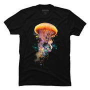Electric Jellyfish World Mens Black Graphic Tee - Design By Humans  2XL