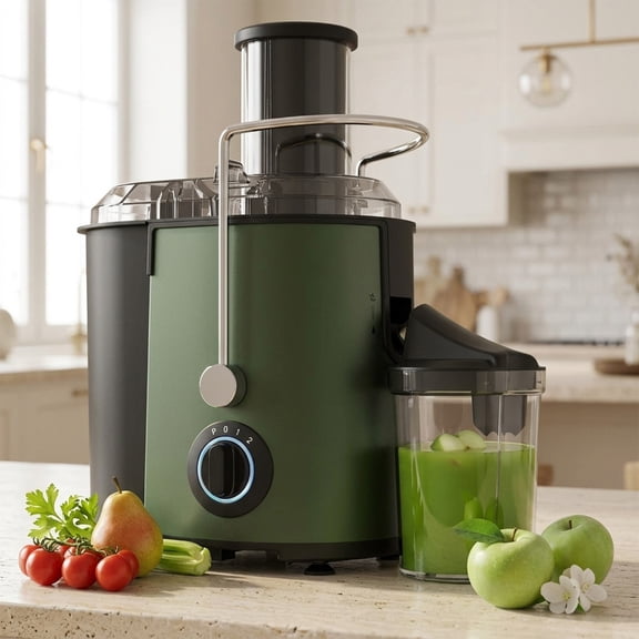 Electric Juicer, 3-Speed Fruit and Vegetable Juice Extractor, Wide Feed Chute, Easy-Clean Design for Home Kitchen, Green