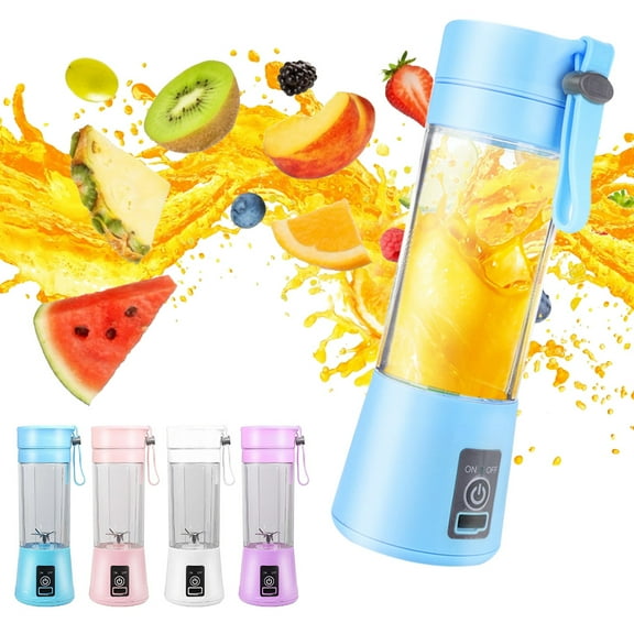 Electric Juicer Cup, Personal Mixer Fruit Rechargeable with USB, Mini Blender for Smoothie, Fruit Juice, Six Blades, Purple