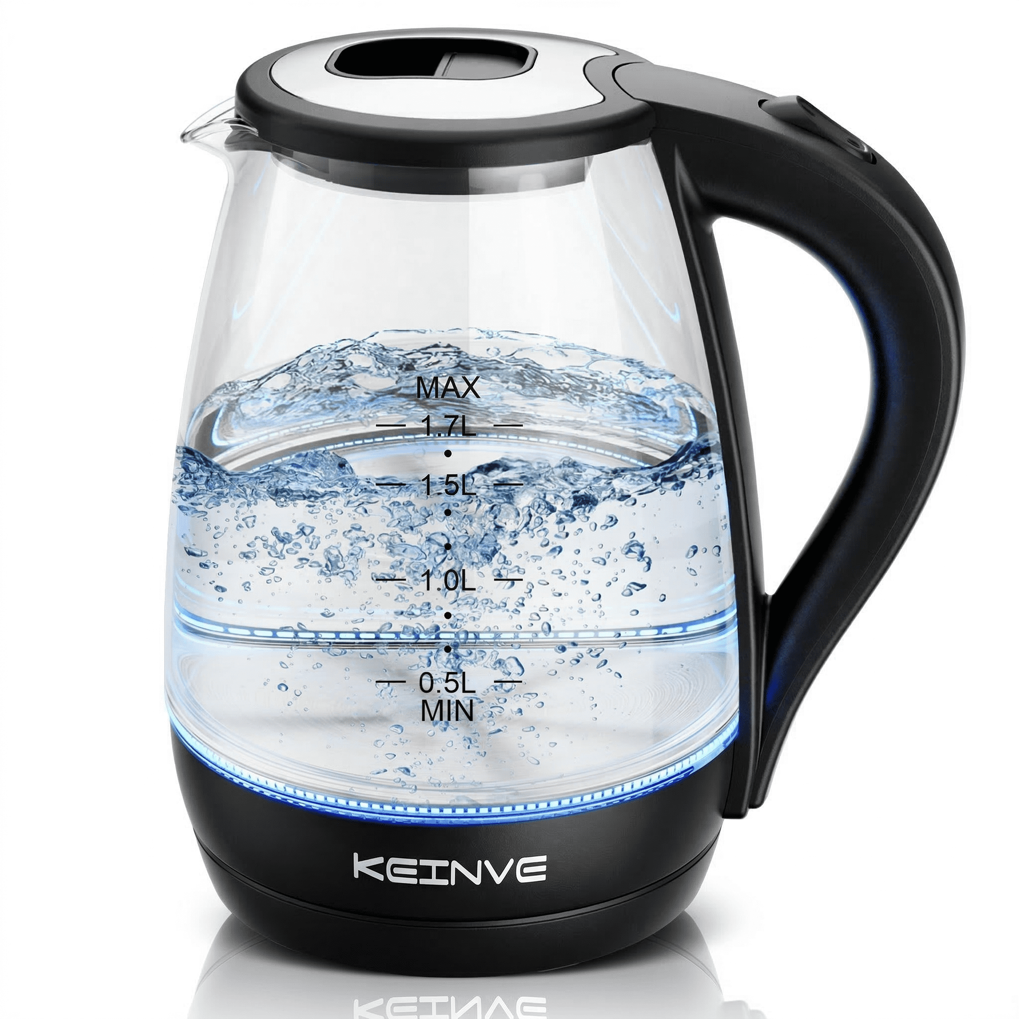 CACHOO Electric Kettle, 1.7L Tea Kettle & Hot Water Boiler for Coffee & Tea, Water Heater & Teapot, Automatic Shut Off, Borosilicate Glass, Black, 1200W