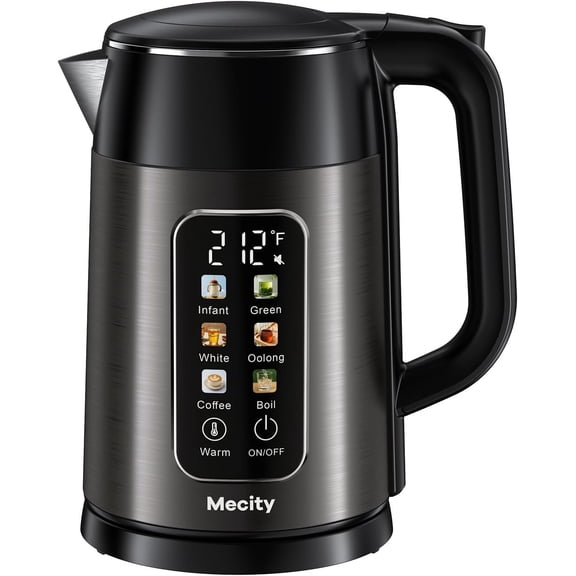 Electric Kettle 1.7L Touch Screen Temperature Control Water Boiler, No Plastic Contact with Water. 6 Preset Programs, 2 Hours Keep Warm, Auto Shut Off, Dark Grey