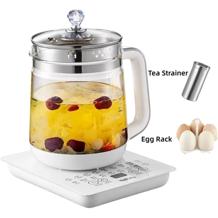 Electric Kettle 1.8L Large Electric Health Pot with Tea Infuser & Egg Rack 18-in-1 Multi-Function Electric Kettle for Soup Herbal Tea Smart Water Boiling- Adjustable Temp No Stewing Cup