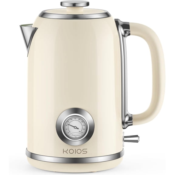 Electric Kettle 1.8L with Temperature Gauge, 1500W Fast Boiling Tea Kettle, 100% Stainless Steel Retro-Style Hot Water - Glowing LED Light, Auto Shut-Off & Boil-Dry Protection