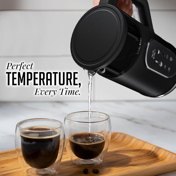 Electric Kettle 1500W Fast Boiling Water Heater with 1.7L Double Wall Insulated Borosilicate Glass Interior, Digital Touchscreen, Keep Warm, Auto-Shut Off and Boil-Dry Protection