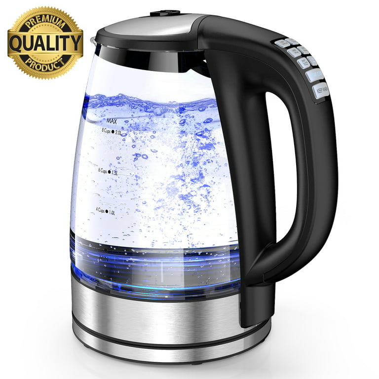 1500W 1.8L Electric Glass Tea Kettle Hot Water Kettle with Auto