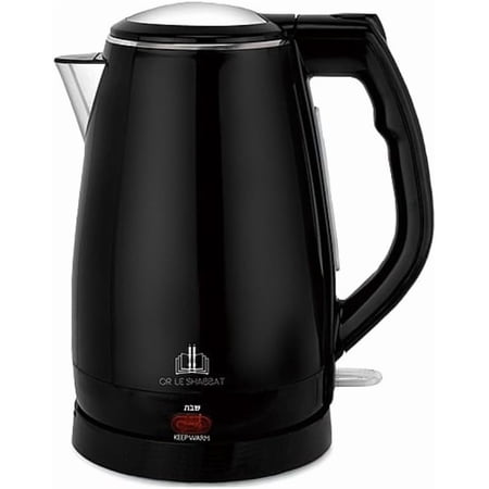 Electric Kettle 2.2L 12-Cup Stainless Steel Tank Double-Walled Auto-Off Dry Boil Protection Or Le Shabbat Kosher Lock Auto Shut Off Shomer Shabbos Black