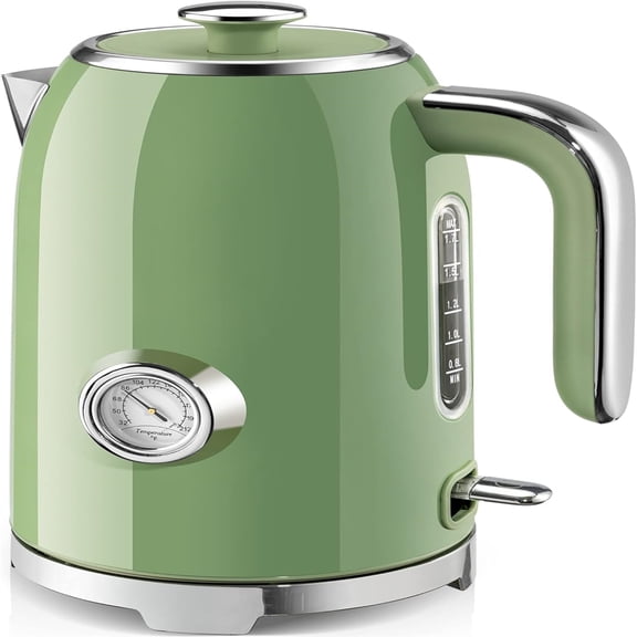 Electric Kettle - 57oz Hot Tea Water Boiler with Thermometer, 1500W Fast Heating Stainless Steel Pot, Cordless LED Indicator, Auto Shut-Off & Boil Dry Protection