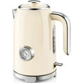 thumbnail image 1 of Electric Kettle - 57oz Hot Tea Water Boiler with Thermometer, 1500W Fast Heating Stainless Steel Pot, Cordless LED Indicator, Auto Shut-Off & Boil Dry Protection, Retro Green, 1 of 16