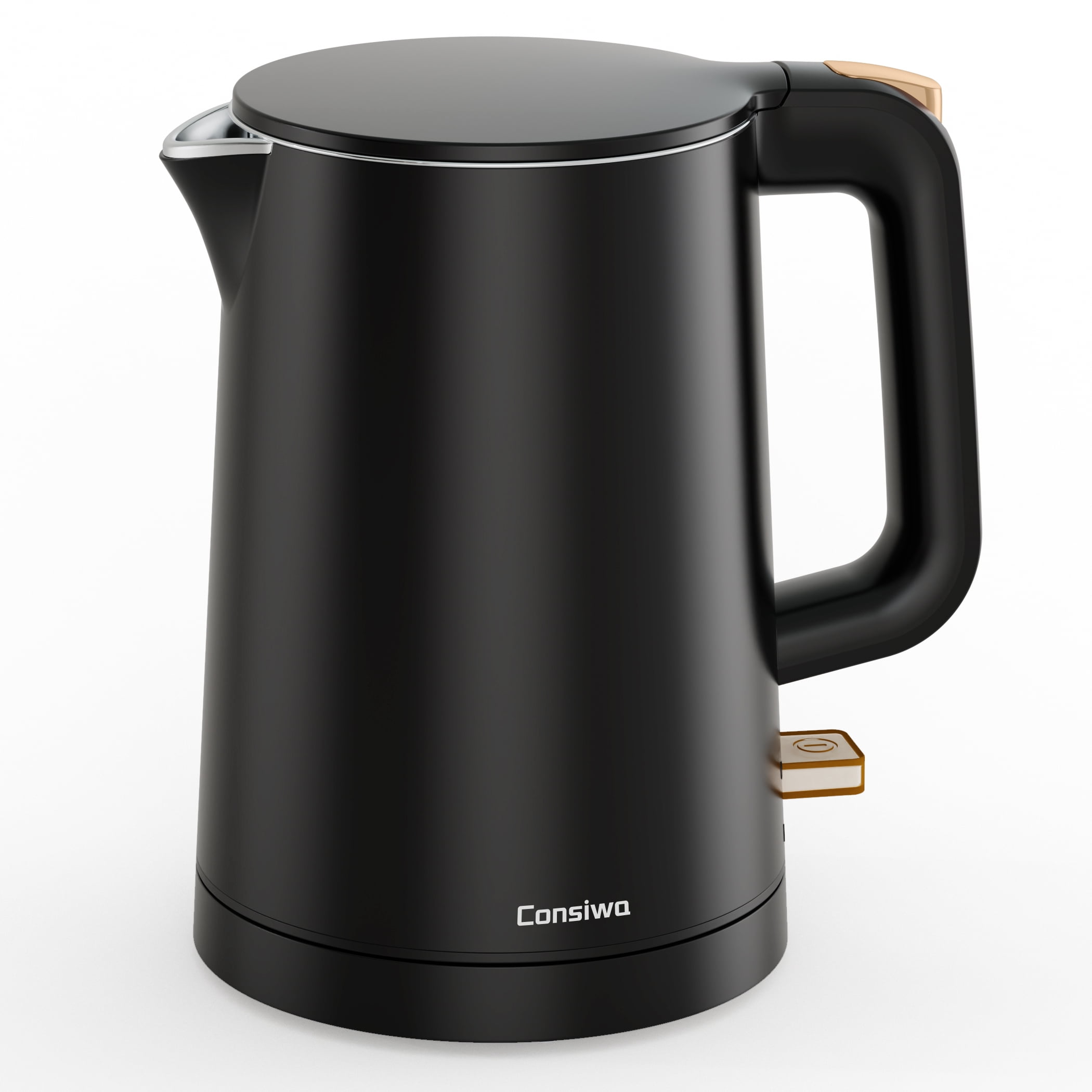 Small Electric Kettle, 0.8L Water Boiler & Heater, 1000W Hot Tea Pot, Double Wall Stainless Steel Cool Touch, Mini Coffee Kettle with Auto Shut Off & Boil Dry Protection, BPA-Free, Black