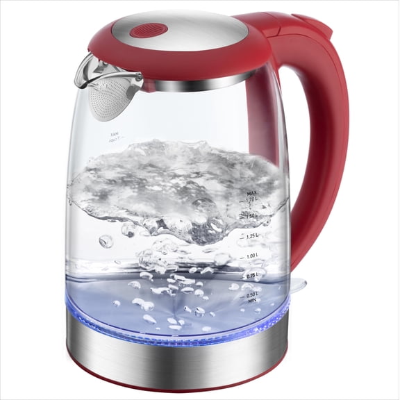 Electric Kettle, No Plastic Contact With Water, Wide Mouth For Easy Cleaning, Auto Shut Off, 1.7L Tea Kettle & Hot Water Boiler, Water Heater & Teapot, Borosilicate Glass, 1500W