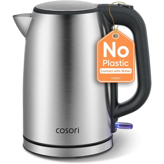 Electric Kettle, Plastic-Free Interior, Easy to Clean, Automatic Shut Off & Boil-Dry Protection, Stainless Steel Tea Kettle, Hot Water Boiler & Heater, 1.7L, 1500W
