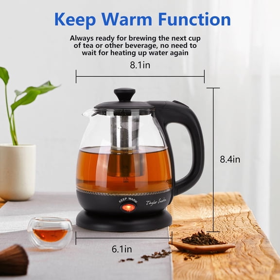 Electric Kettle with Tea Infuser, 1L Small Electric Tea Kettle with Keep Warm, LED Light Hot Water Boiler & for Coffee & Teas, Auto Shut-Off & Boil Dry Protection, Black and White