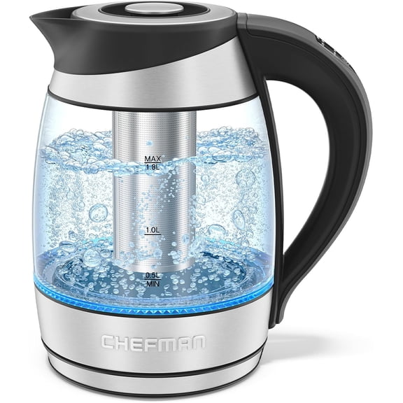 Electric Kettle with Temperature Control, 5 Presets LED Indicator Lights, Removable Tea Infuser, Glass & Hot Water Boiler, 360 Swivel Base, BPA Free, Stainless Steel, 1.8 Liters