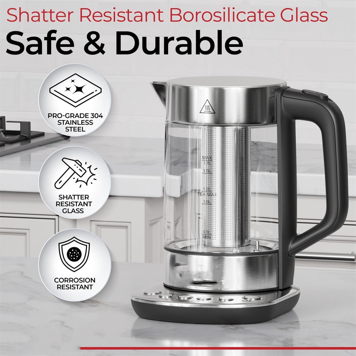 Electric Kettle with tea Infuser and Temperature Control - Keep Warm ...