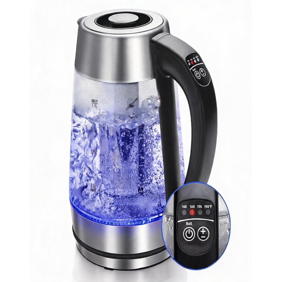 Electric Kettle with Temperature Control Tea Infuser 1500W Keep Warm LED Indicator Auto Shut-Off 1.7L Black