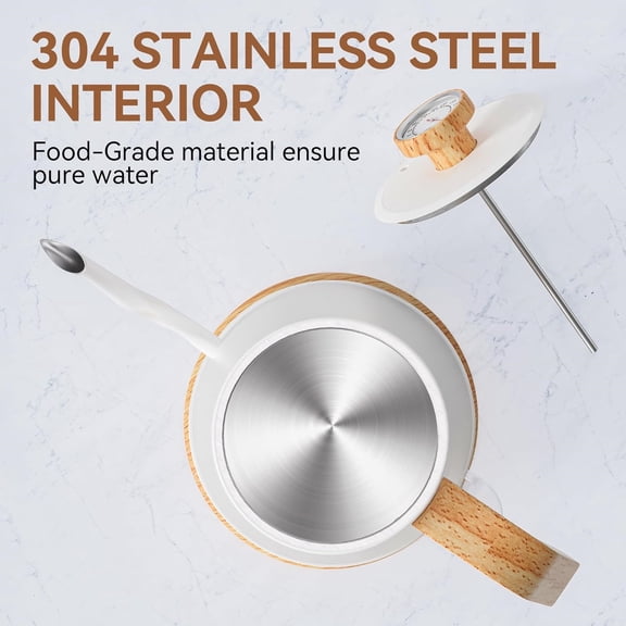 Electric Kettle with Thermometer,Electric Tea Kettle 1L with Auto Shut-Off,1000W Hot Water Kettle of Stainless Steel for Coffee & Tea -White