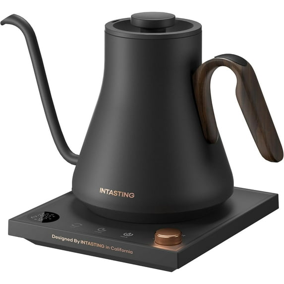 Electric Kettles, INTASTING Gooseneck Electric Kettle, ±1℉ Temperature Control, Stainless Steel Inner, Quick Heating, for Pour Over Coffee, Brew Tea, Boil Hot Water, 0.9L (Matte Grey)