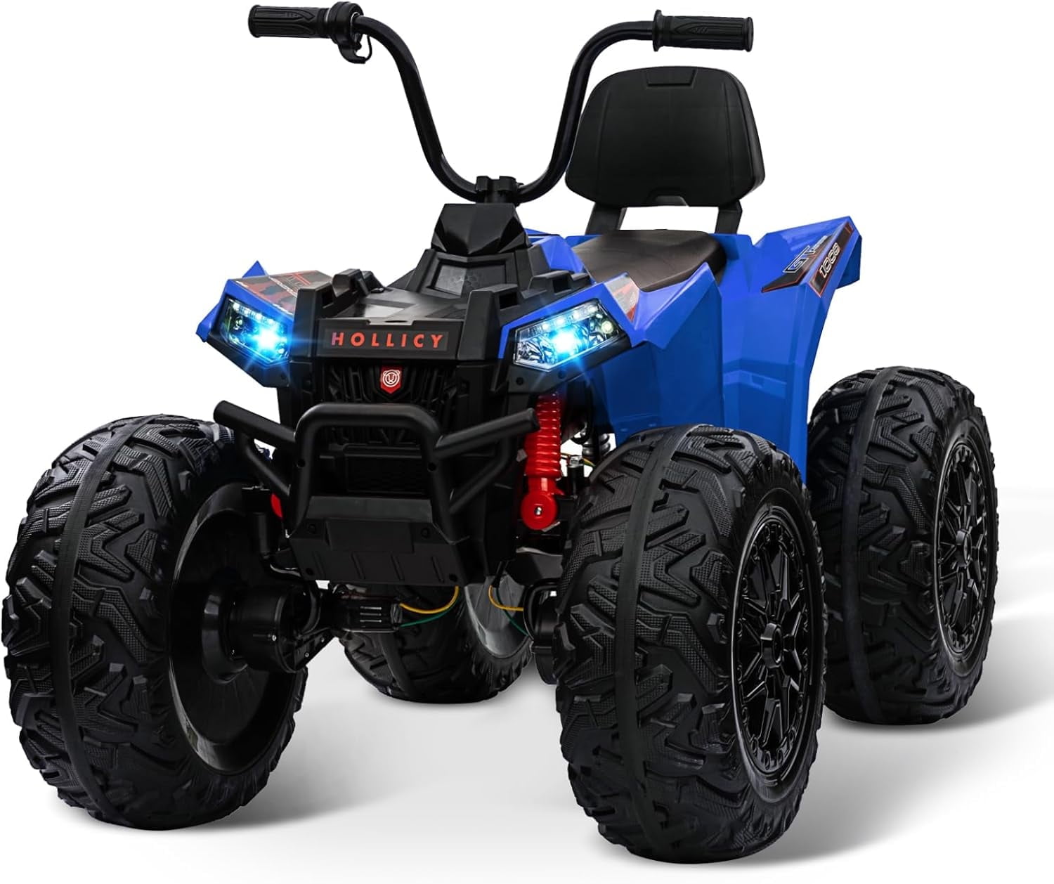 Electric ATV 24v Quad Ride on Toy – 4WD Battery Powered Vehicle with Dual 7AH Batteries, 4×80w Strong Motors, EVA Rubber Wheels, Handlebar Throttle, LED Lights & Built-in Music,Blue