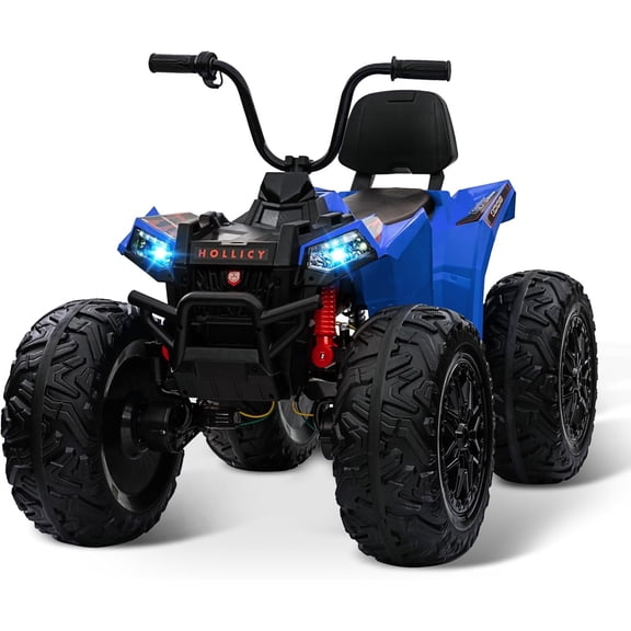 Electric ATV 24v Quad Ride on Toy – 4WD Battery Powered Vehicle with Dual 7AH Batteries, 4×80w Strong Motors, EVA Rubber Wheels, Handlebar Throttle, LED Lights & Built-in Music,Blue