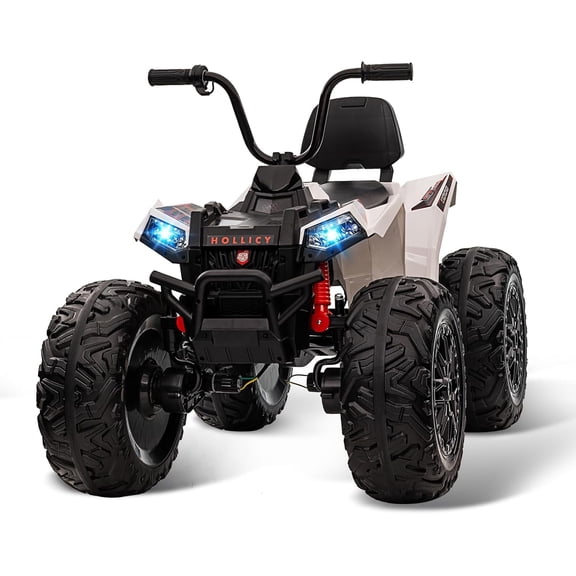 Electric ATV 24v Quad Ride on Toy – 4WD Battery Powered Vehicle with Dual 7AH Batteries, 4×80w Strong Motors, EVA Rubber Wheels, Handlebar Throttle, LED Lights & Built-in Music,White