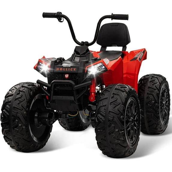 Electric ATV 24v Quad Ride on Toy – 4WD Battery Powered Vehicle with Dual 7AH Batteries, 4×80w Strong Motors, EVA Rubber Wheels, Handlebar Throttle, LED Lights & Built-in Music, Red