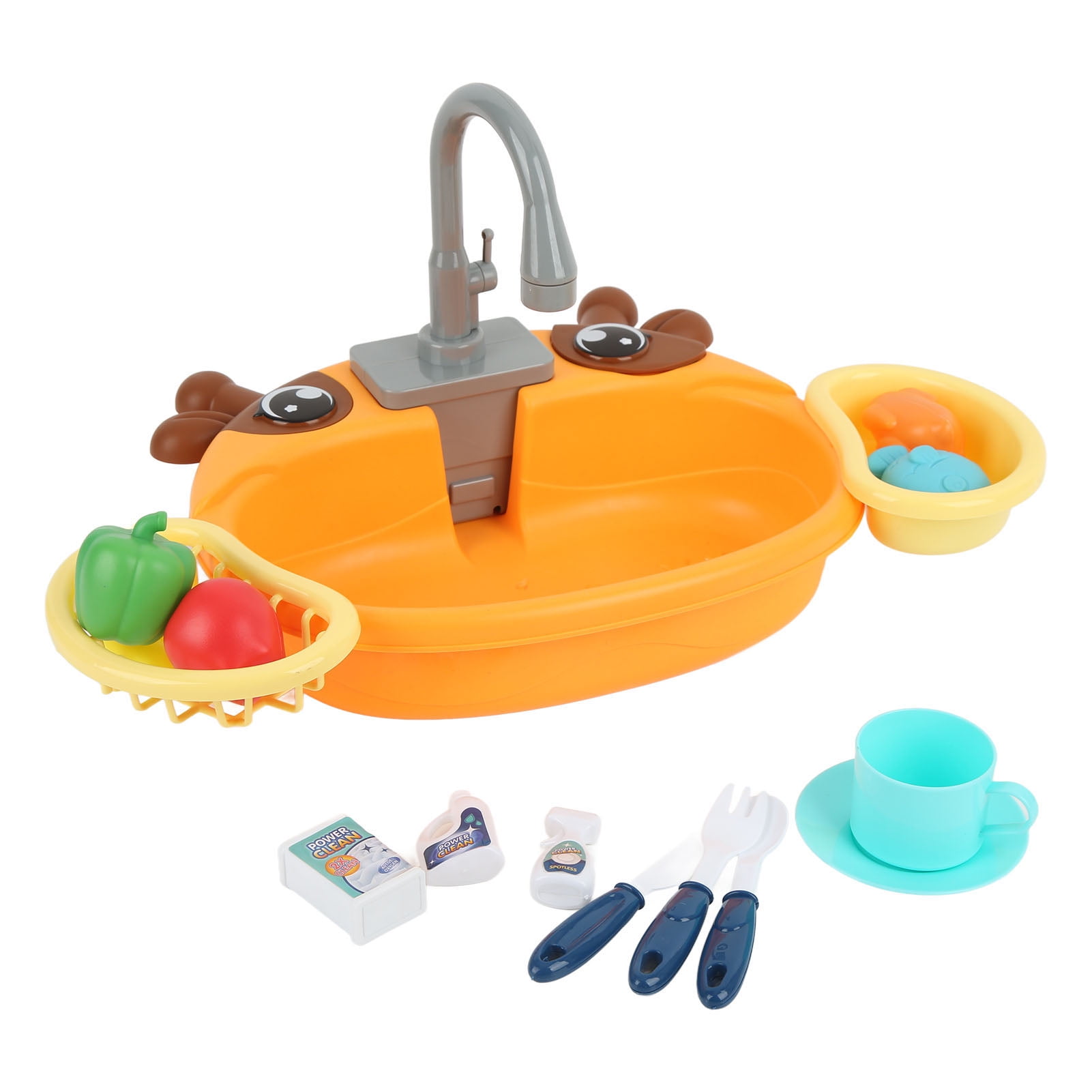 Electric Kids Kitchen Playset with Sink and Dishwasher Toy ...