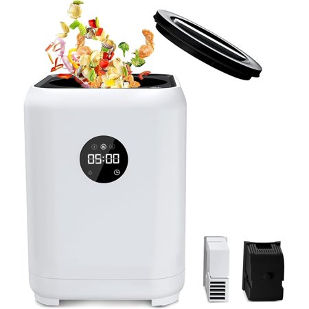 Electric Kitchen Composter, 3L Large Capacity Compost Bin Kitchen, Odorless & Quiet Smart Countertop Composter, Auto-Cleaning Mode, Fast Composting for Garden Fertilizer, White