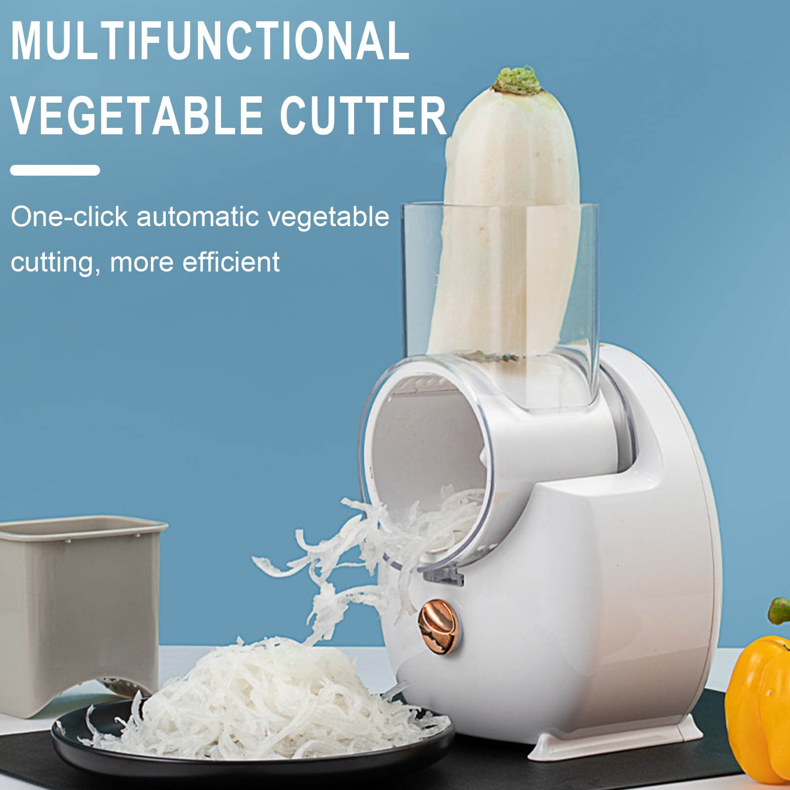 Electric Kitchen Drum Vegetable Cutter Multi Function Potato Shredder Automatic Slicer USB Rechargeable Food Processor with 3 Blades Easy Clean High Efficiency Vegetable Cutting Machine Use