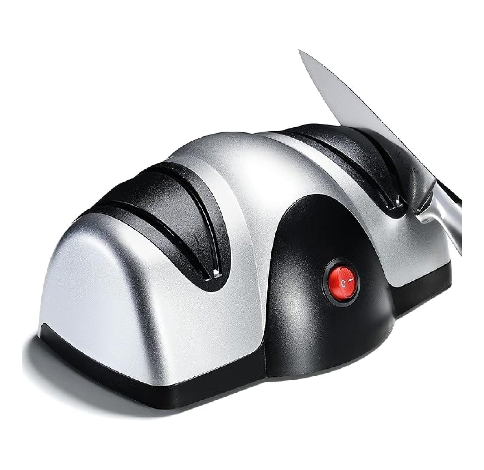Electric Kitchen Knife Sharpener - 2 Stage Knife Sharpener with Sapphirite Wheels - Repair, Restore, Polish Blades, Cutters - Black