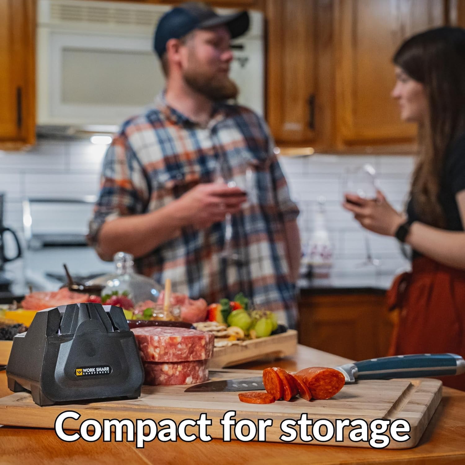 Electric Kitchen Knife Sharpener -  Knives Ready for Cookouts and BBQs - Fits in Kitchen Drawer, Sharpens Every , Fast & Easy