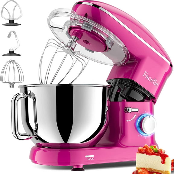 Electric Kitchen Mixer 660W 6 Speed Tilt-Head Stand Mixer with Pulse 6.5QT Bowl Dishwasher Safe Beater Dough Hook Whisk for Dough Baking Cakes Cookie Purple