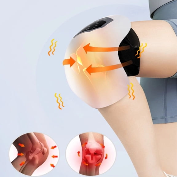 Electric Knee Massager with Heat and Vibration, 3 Temperature Levels (113F-131F) & 3 Speed Adjustable, Red Light & Airbag Support, Cordless Knee Massager with 10-Minute Timer