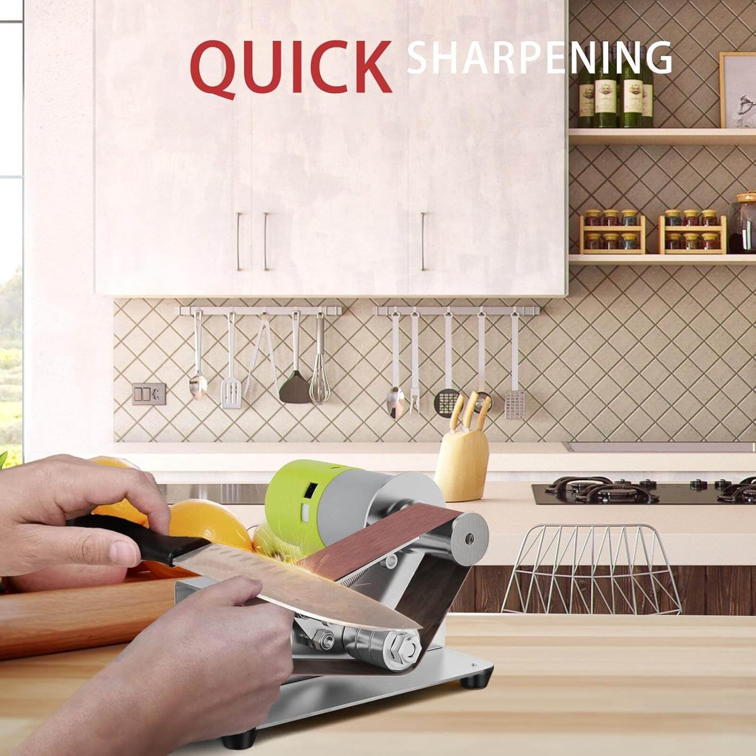 Electric Knife Sharpener, 7-Speed  Belt Sander, 15-Degree Power Sharpening Tool for Chefs and Enthusiasts