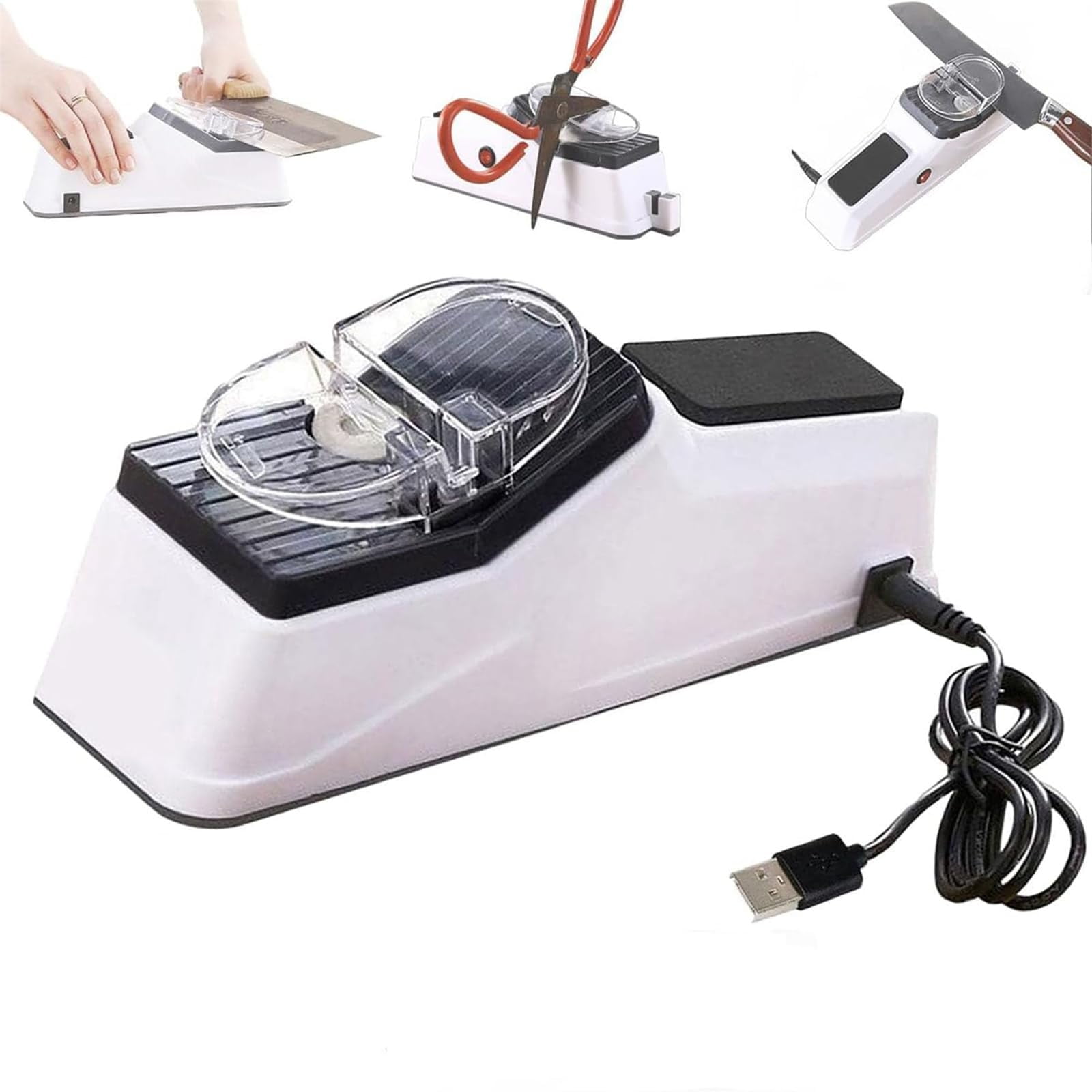 Electric Knife Sharpener, Knife Sharpener Electric, Professional Electric Knife Sharpeners for Kitchen Knives, 5s Fast Sharpening, Stable Non-slip Base