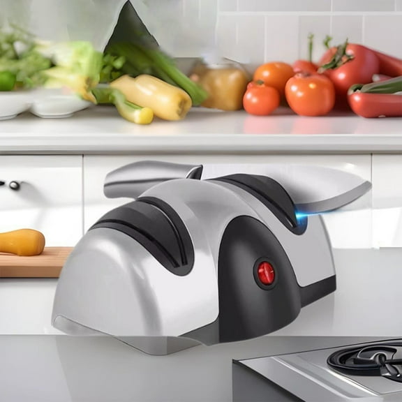 Electric Knife Sharpener | Multi-Functional Sharpening Machine for Home Use - Fast & Fully Automatic | 4-Stage Blade Grinder | Versatile for Kitchen Cutlery & Tools | Black | 21x15x8cm | 1 Unit