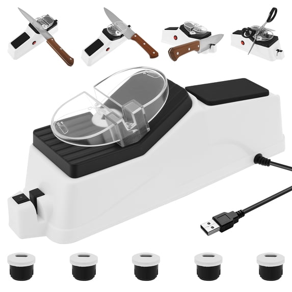Electric Knife Sharpener USB High Efficiency Kitchen Knife Sharpener with 6 Replacement Grinding Wheel for Home Commercial Chef