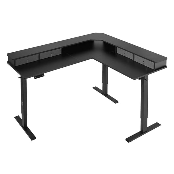 Electric L Shaped Desk, Adjustable Height Corner Desk with Drawers, Gaming Computer Desk, 63x55'' Standing Desk with Storage, Home Office Desk