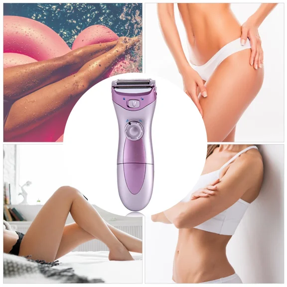 Electric Lady Shaver Waterproof Hair Remover Razor Women Leg Armpit Hair Epilator, Purple , 1Pcs, Battery Powered