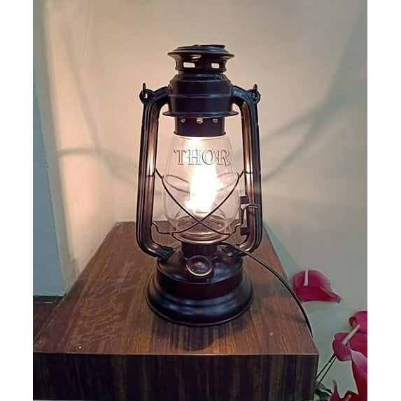 Electric Lantern Table Lamp for bedrooms Vintage Style Ship Hurricane Lamp Black Lantern Maritime Home Decor Wall Hanging Wick Lantern Rustic Vintage Home Decor Gifts