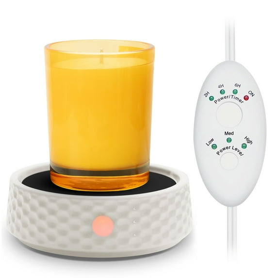 Electric Large Candle Warmer Plate - Ceramic Candle Wax Warmers Timer Adjust Fragrance Intensity Auto Shut Off for Home Office, Aromatherapy Fragrance and Heating Beverage, Milk, Tea, Hot Chocolate